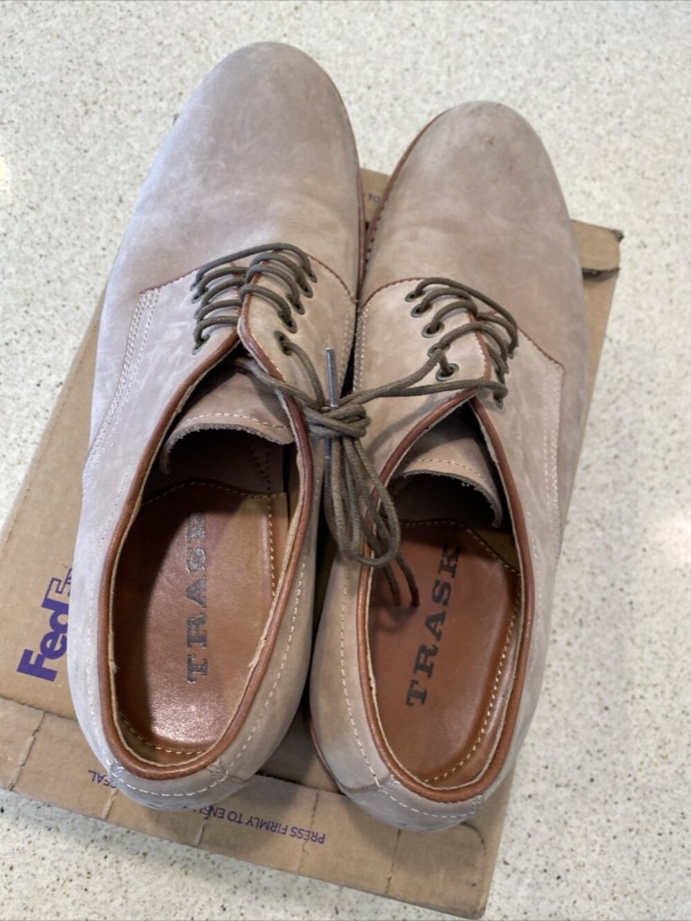 Trask Smooth Suede Men’s Sz 9 M Taupe Beige Leather Bucks Shoes - Picture 11 of 14